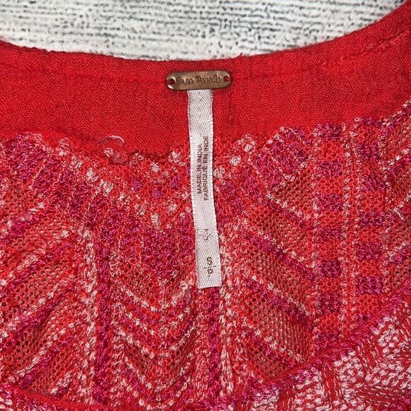 Free People City Limits Dress Red Embroidered Sleeveless Pockets sz S Small Boho - Picture 5 of 10